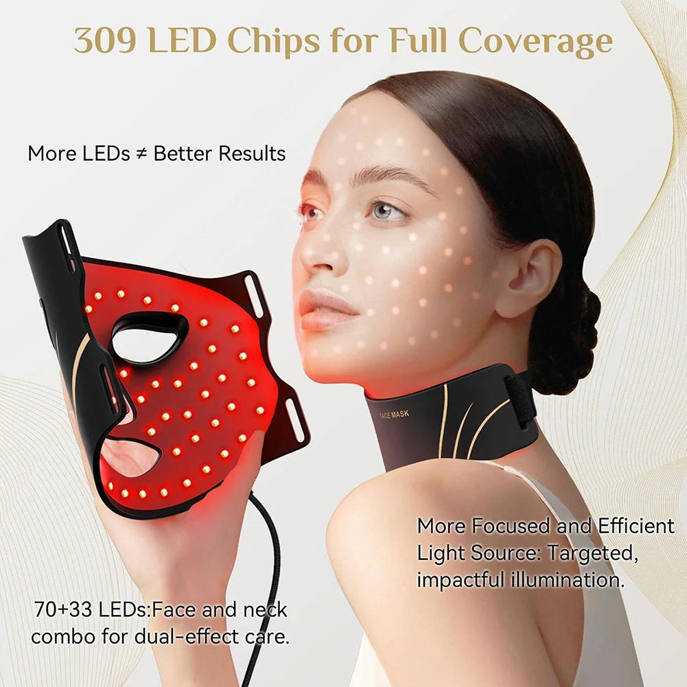 Máscara Facial e de Pescoço LED de 7 Cores: Terapia de Luz Vermelha para Rejuvenescimento e Iluminação da Pele, Silicone Macio, Terapia de Fótons Flexível para Reparação da Pele - Imagem 2
