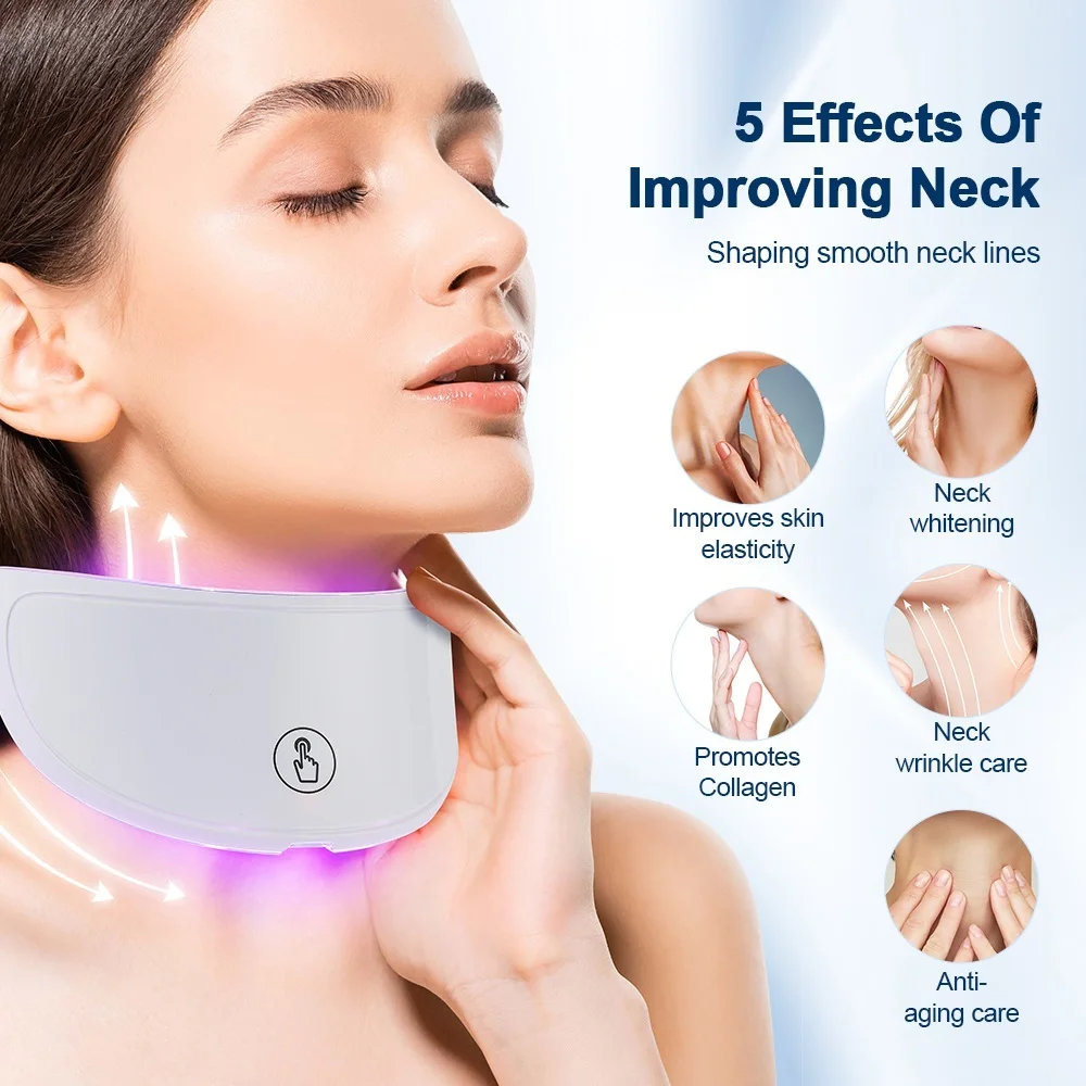 Máscara facial LED com luz vermelha para aperto da pele, terapia anti-envelhecimento, beleza bio-leve, clareamento do pescoço, casa, 7 cores - Imagem 4